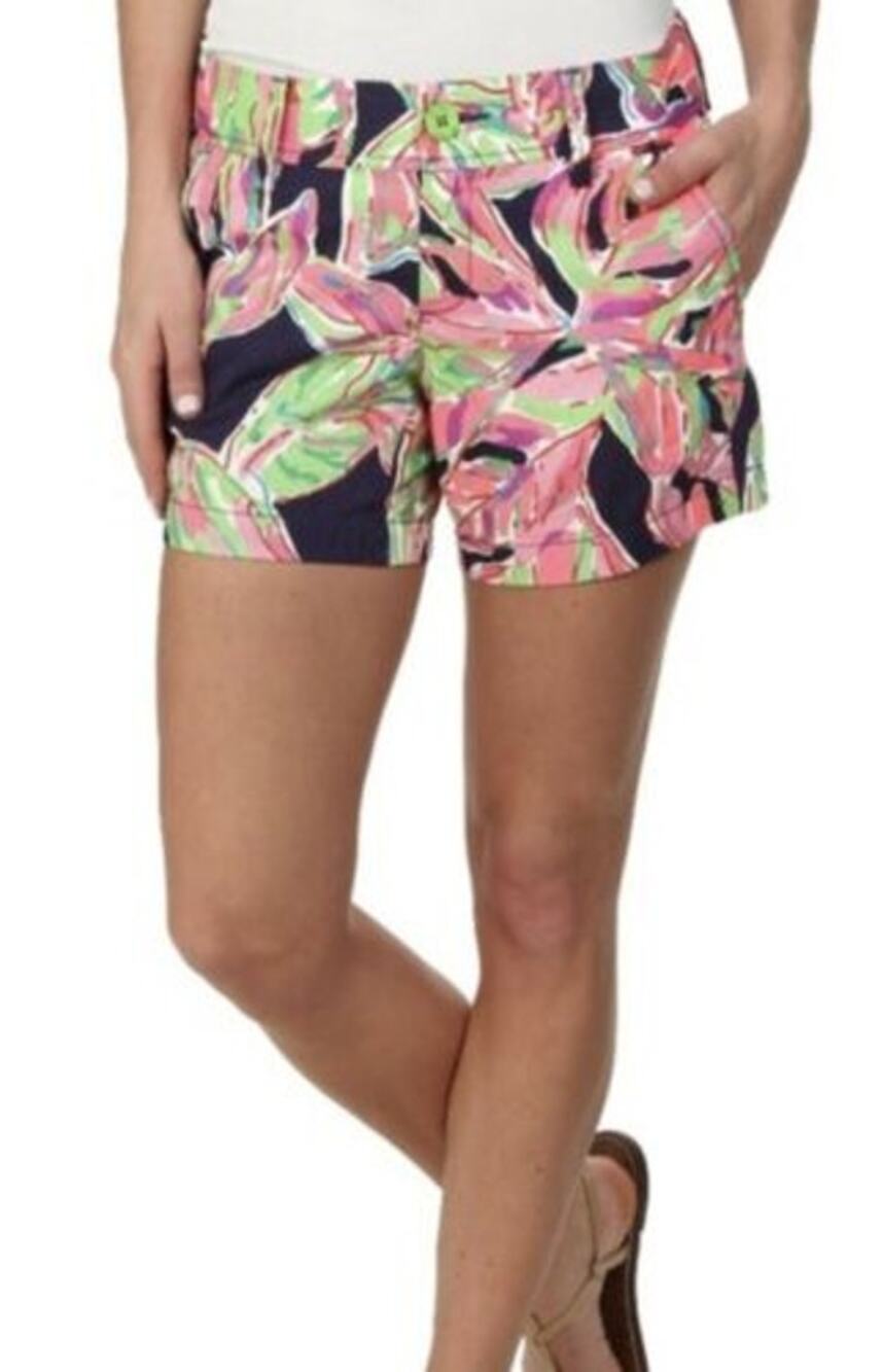 Lilly Pulitzer The Callahan Shorts 00 XXS Vias Leaf Tropical Pattern